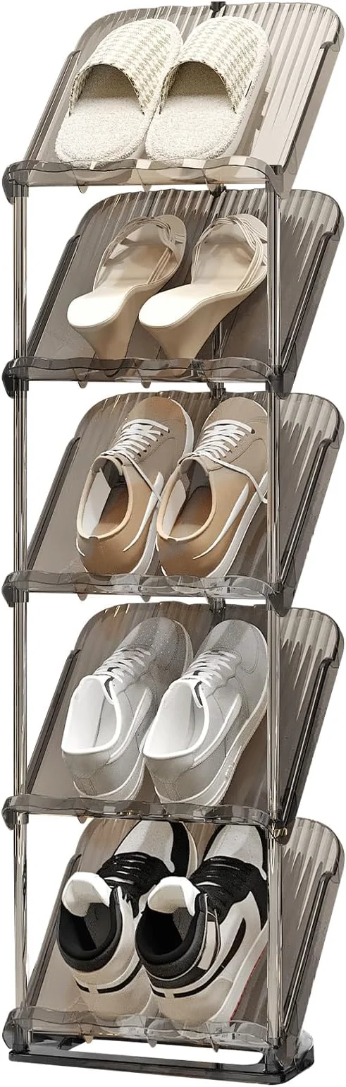 Consistent YYW Narrow Shoe Rack Vertical Shoes Rack for Entryway Corner Shoe Storage Organizer for Small Spaces Transparently Tall Slim Shoe Shelf for Front Door Entrance Living Room Grey 5 LayersAbout ThisOverview Flexible