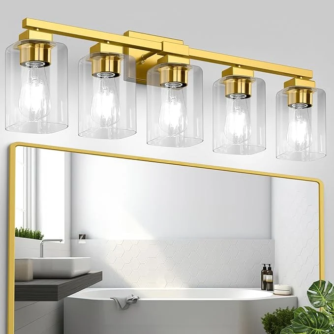 Carefully Designed BesLowe 30 5-Light Bathroom Light Fixture Gold Bathroom Vanity Light Bathroom Lighting Fixtures Over Mirror Gold Bathrom Wall Lamp Wall Lights for Living Room Bedroom HallwayAbout ThisOverview Comfortable