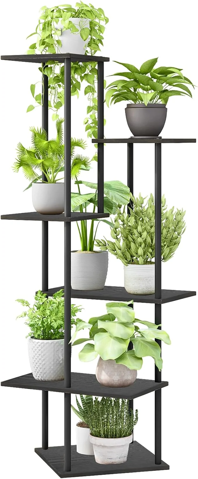 Effective Plant Stand Indoor 6-Tier Metal Wood Plant Shelf for Multiple Flower Pots Corner Tall Flower Holders for Living Room Balcony Bedroom BlackAbout ThisOverview Dependable