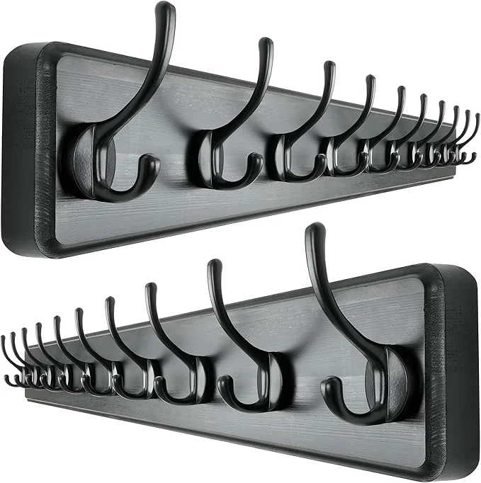 Healthy Dseap Wall Mounted Coat Rack 38-1 4 Long Patented Heavy-Duty 10-Double-Hooks Wooden Hanger Rail for Winter Coats Hats Jackets Clothing - Black Pack of 2About ThisOverview Green