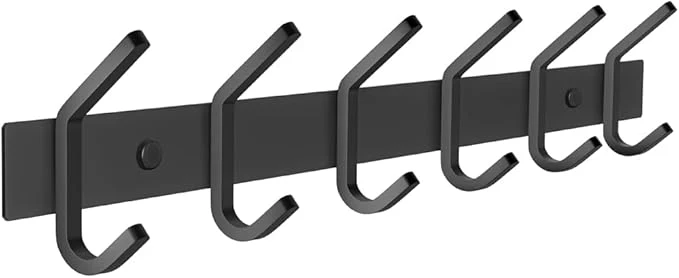 Effective Matte Black Coat Rack Wall Mount – 17 Inch Stainless Steel Hook Rail with 6 Double Coat Hooks – Wall Mounted Entryway Organizer for Coats Hats Bags Towels Robes Closet or BathroomAbout ThisOverview Trendy