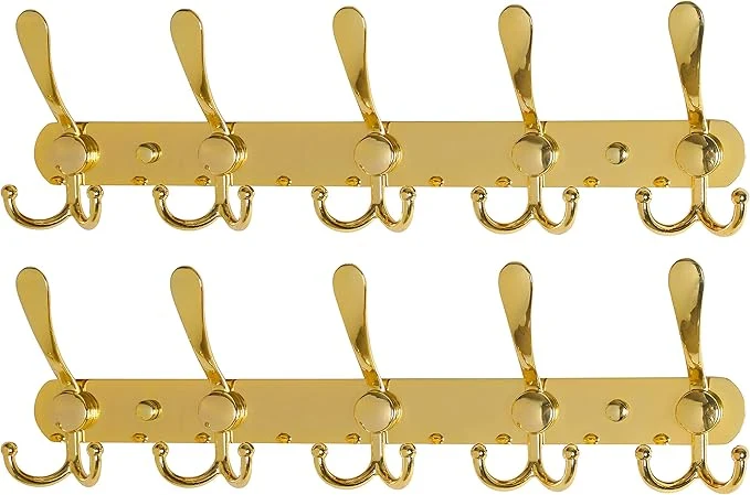 Relaxed Dseap Coat Rack Wall Mounted - 5 Tri Hooks Heavy Duty Stainless Steel Metal Coat Hook Rail for Coat Hat Towel Purse Robes Mudroom Bathroom Entryway Gold 2 Packs About ThisOverview Long-Lasting