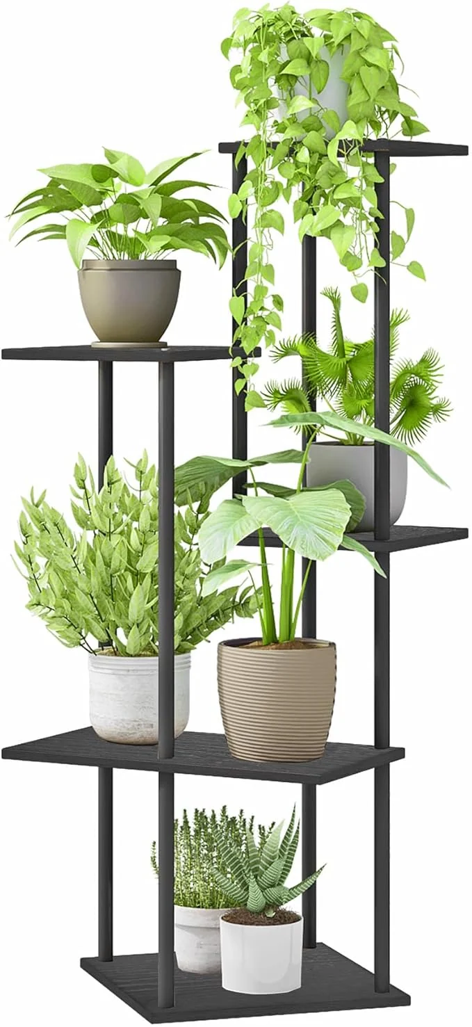 Healthy Plant Stand Indoor 5-Tier Metal Wood Plant Shelf for Multiple Flower Pots Corner Tall Flower Holders for Living Room Balcony Bedroom BlackAbout ThisOverview Selected