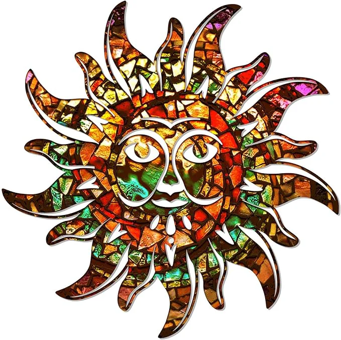 Healthy KOYILTD Unique Sun Metal Wall Art Outdoor Decor or Indoor Decor Multicolor and Rust Proof Wall Sculpture Farmhouse Metal Decorative Wall Art for Bedroom Living Room Garden Patio Pool 12 in Sun A About This Safe