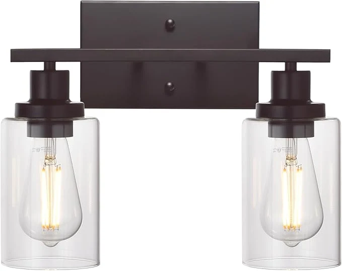 Certified MELUCEE 2-Light Industrial Bathroom Lighting Oil Rubbed Bronze with Clear Glass Shade Porch Light Fixtures Wall Mount Sconces for Bedroom Living Room Kitchen Patent No. US D963914 S About ThisOverview Long-Lasting