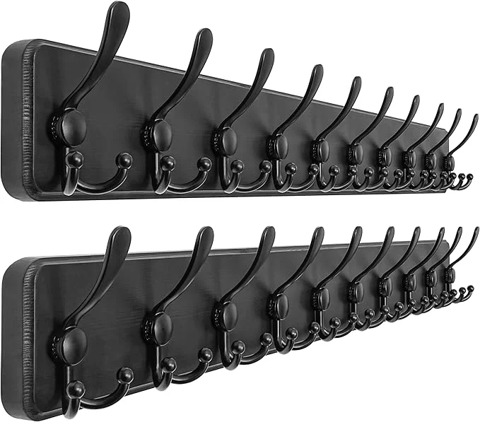 Refined Dseap Coat Rack Wall - Heavy-Duty 38-1 4 Long with Reinforced 10 Custom Tri-Hooks Solid Wood Wall Hanger for Coats Hat Jackets - Rustic Farmhouse Entryway Storage Black Pack of 2About ThisOverview Classic