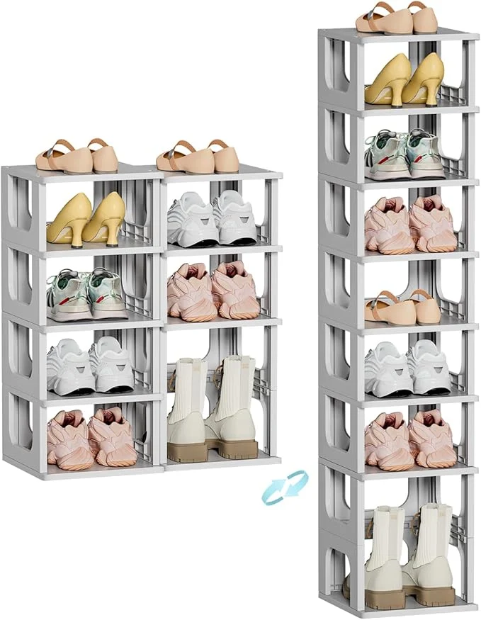 Reusable HAIXIN 10 Tier Narrow Shoe Rack Shoe Rack for Closet Small Shoe Rack Organizer for Front Door Entrance Compact Stackable Shoe Storage Shelves Space Saving - GreyAbout ThisOverview Innovative