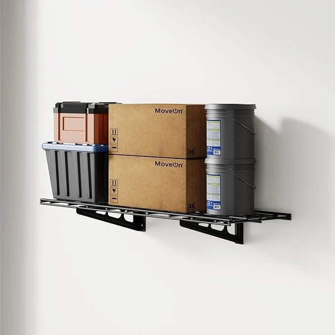 Proven FLEXIMOUNTS 1x3ft Garage Shelving Wall-Mounted 1-Pack Heavy-Duty Wall Shelving Holds Up to 150 lbs Garage Storage Rack for Organization Storage Bins Black Classic SeriesAbout ThisOverview Quality
