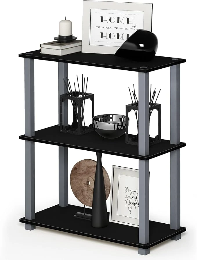 Authentic Furinno TURN-S-TUBE Storage Shelves 3-Tier Book Shelf Corner Shelf Toolless Open Shelves for Organization and Storage Living Room Garage Home Office BlackAbout ThisOverview Pure