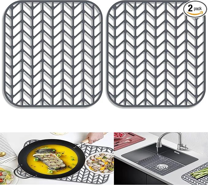High-Quality AWOKE Sink Protectors for Kitchen Sink - 12.25 x 11.5 Sink Mat - Heat-resistant Easy-clean Silicone Sink Mat - for Protection of Stainless Steel Sink Pack of 2About ThisOverview Dependable