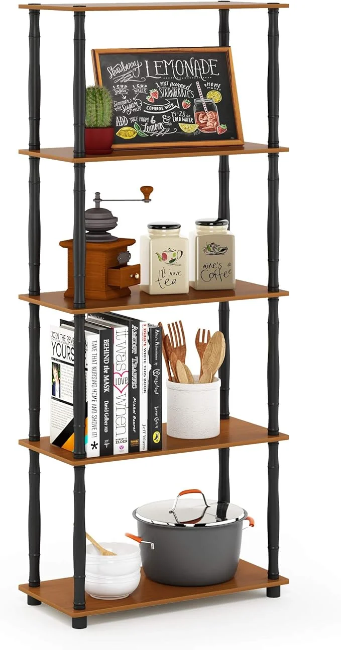 Trendy Furinno Turn-N-Tube 5-Tier Multipurpose Shelf Display Rack Storage Shelf Bookshelf Classic Tubes Light Cherry BlackAbout ThisOverview Prestigious