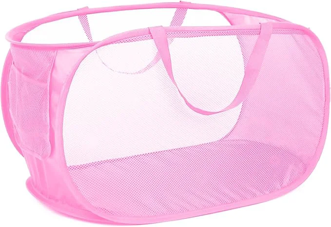 High-Quality Durable Collapsible Laundry Baskets Mesh Pop Up Laundry Hamper with Side Pocket Foldable Clothes Storage Hamper with Reinforced Carry Handles for Laundry Bathroom Kids Room Dorm or Travel PinkAbout ThisOverview World-Class