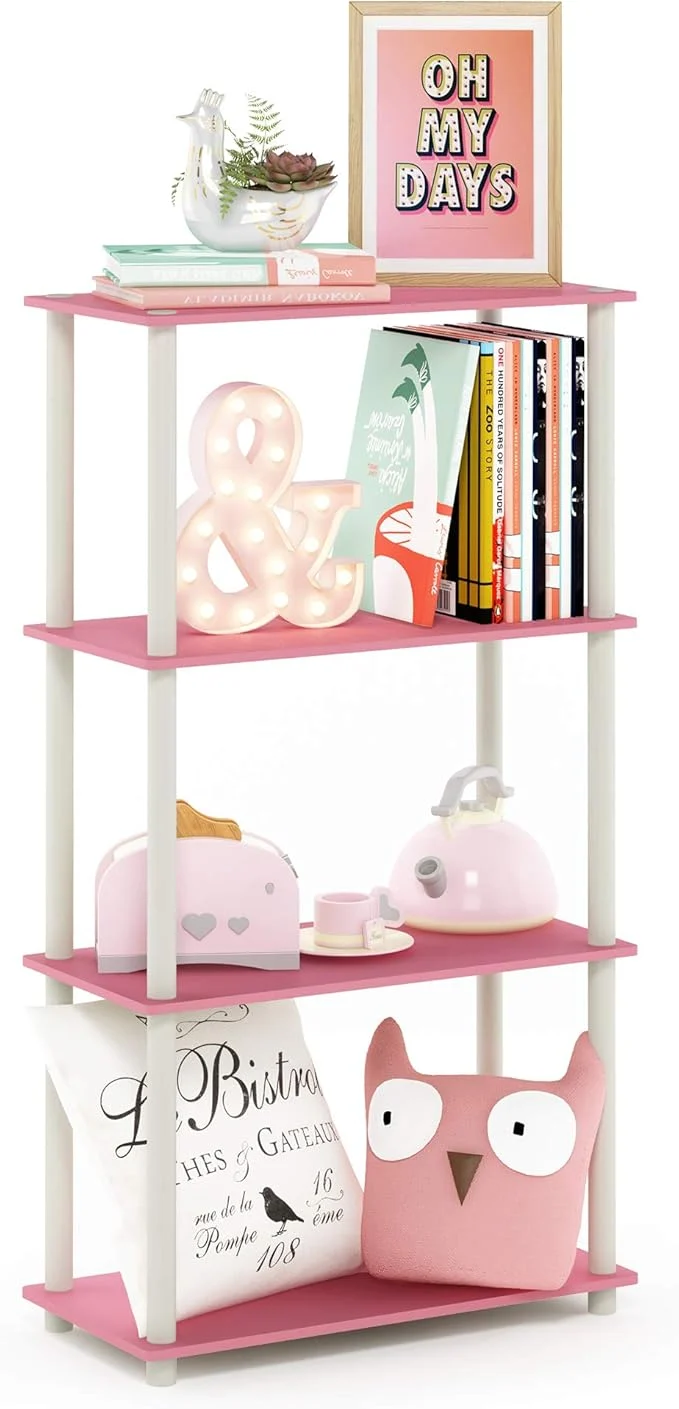Reusable Furinno Turn-N-Tube 4-Tier Multipurpose Shelf Display Rack Round Tubes Pink WhiteAbout ThisOverview First-Class