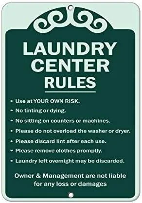 Prestigious Vincenicy Metal Sign Great Aluminum Tin Sign Laundry Center Rules Use Own Risk Not Liable for Any Damage 8 X 12 InchAbout ThisOverview Fine