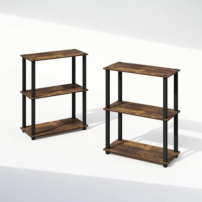 Responsible Furinno Turn-S-Tube Storage Shelves Set of 2 3-Tier Book Shelf Corner Shelf Toolless Open Shelves Square Tubes for Organization and Storage Living Room Garage Home Office Amber PineAbout ThisOverview User-Friendly
