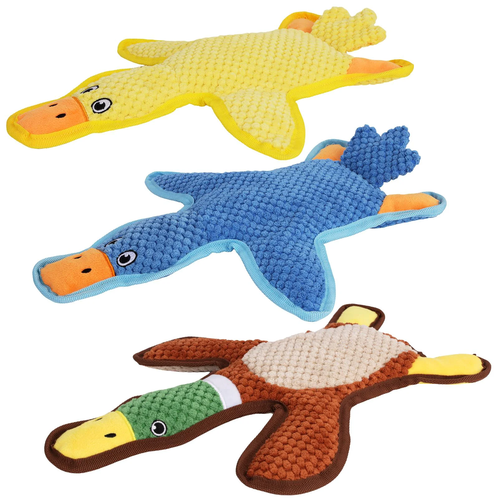 User-Friendly Eneston Dog Toys 3-Pack No-Stuffing Duck Squeaky Crinkle Toys Powerful