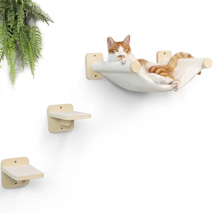 Efficient FUKUMARU Cat Wall Hammock with Two Steps Set Modern Cat Climbing Shelves Convenient