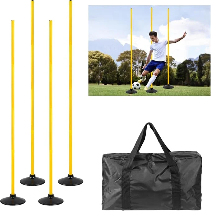 Soft 5 FT Agility Training Poles for Soccer Dog Horse Adjustable Football Enhanced
