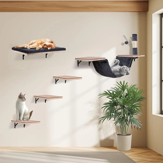 Flexible Cat Wall Shelves Solid Wood Cat Wall Furniture Set Selected