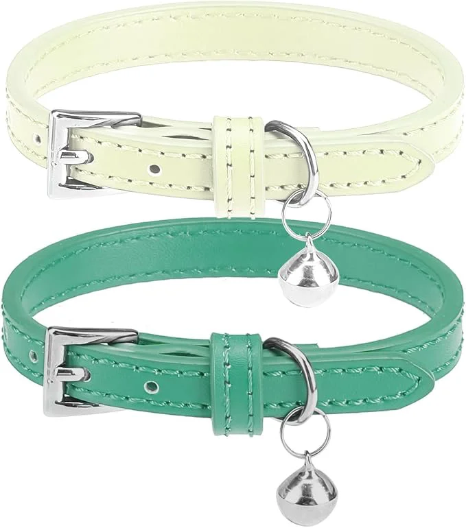 Sophisticated PUPTECK 2 PCS Soft Leather Cat Kitten Collar World-Class