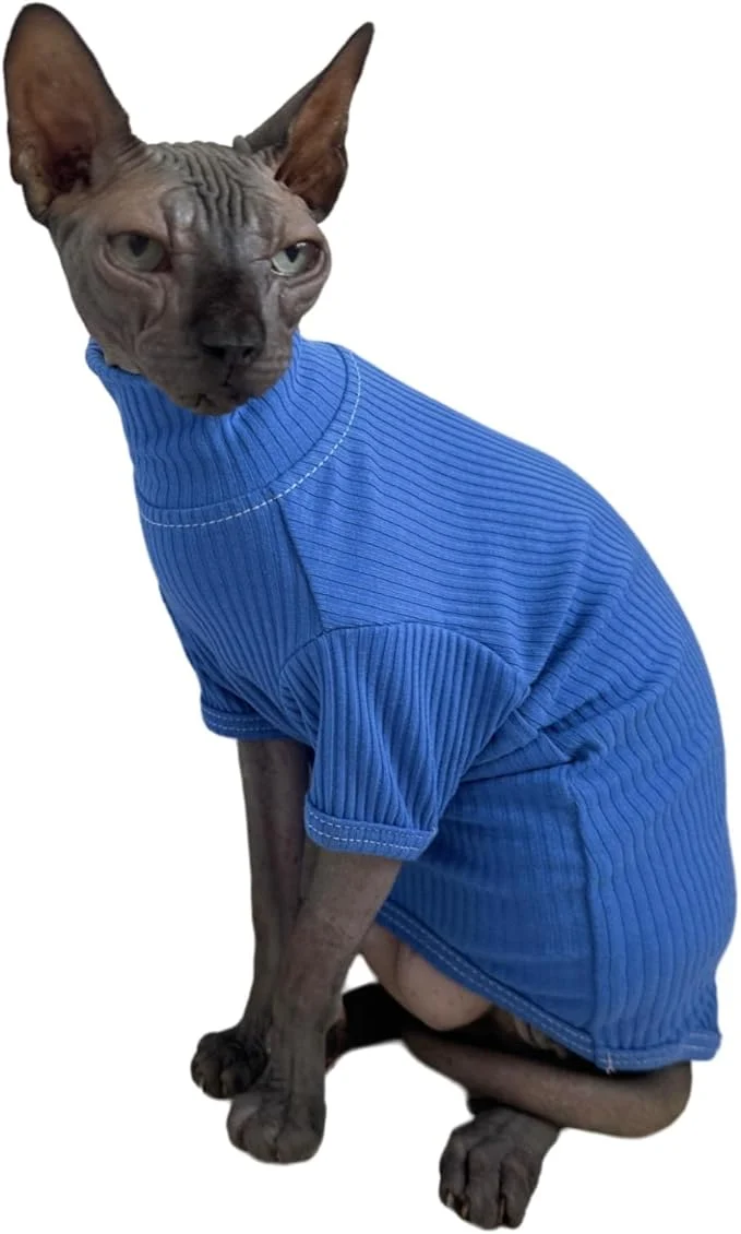 Pure Sphynx Cats Shirt Cat Turtleneck Cotton Sweater Pullover Kitten T-Shirts Casual
