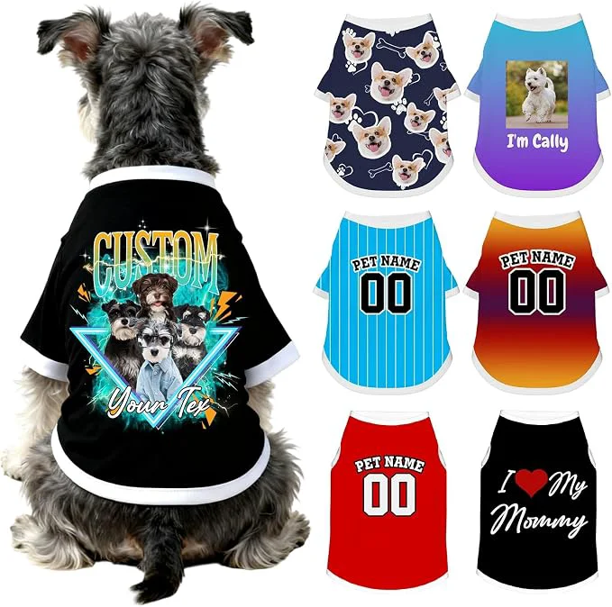 Eco-Friendly Custom Dog Shirt with Name Photo Text Logo Personalized Dog Pullover Shirts Breathable
