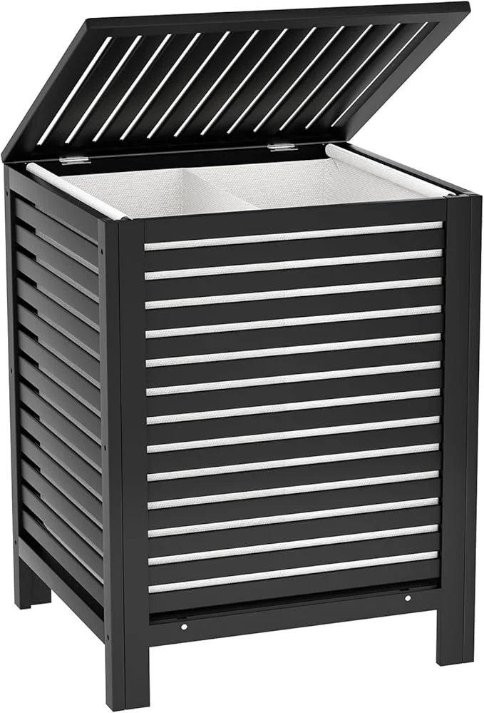 Superior Homykic Bamboo Laundry Hamper with Lid 120L Large Clothes Laundry Sorter with Removable 2-Section Liner Bag Raised Laundry Basket Organizer for Clothing Bathroom Bedroom Laundry Room BlackAbout ThisOverview Selected