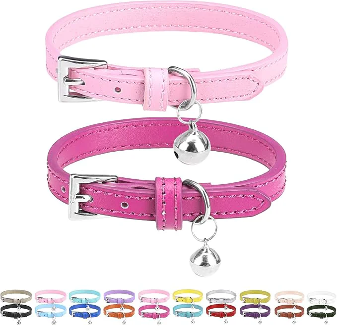 Fine Crafted PUPTECK 2 PCS Soft Leather Cat Kitten Collar