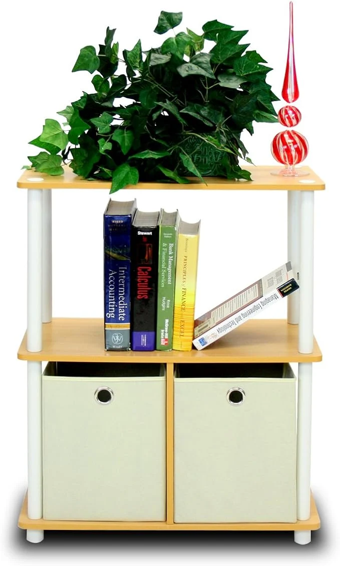 Superior Furinno 99152BE WH IV 3-Tier Go Green Multipurpose Storage Rack Shelving Unit Bookshelf Cabinet with 2 Bins Beech FinishAbout ThisOverview Comfortable