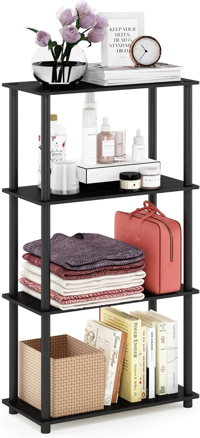 High-Grade Furinno Turn-N-Tube 4-Tier Multipurpose Shelf Display Rack Round Tubes Americano BlackAbout ThisOverview Original Design