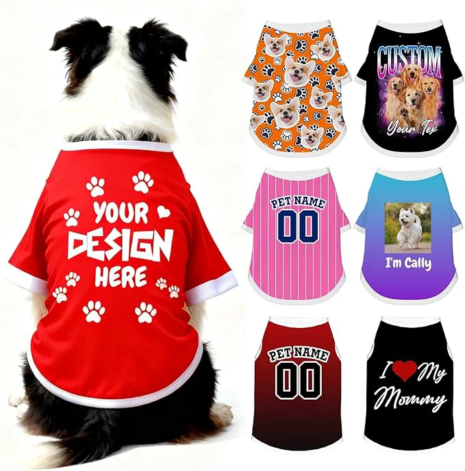 Efficient Custom Dog Shirt with Name Photo Text Logo Personalized Dog Pullover Shirts User-Friendly