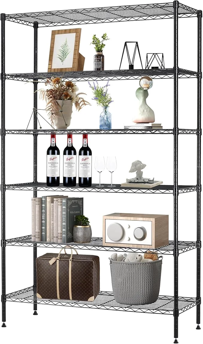 Quality Office 6-Tier Wire Storage Shelves 42x16x72 Black with Adjustable Racks Heavy-Duty Metal Shelf Holds Upto 1500 lbs No-Tool Assembly I for Home Garage ShelvingAbout ThisOverview Healthy