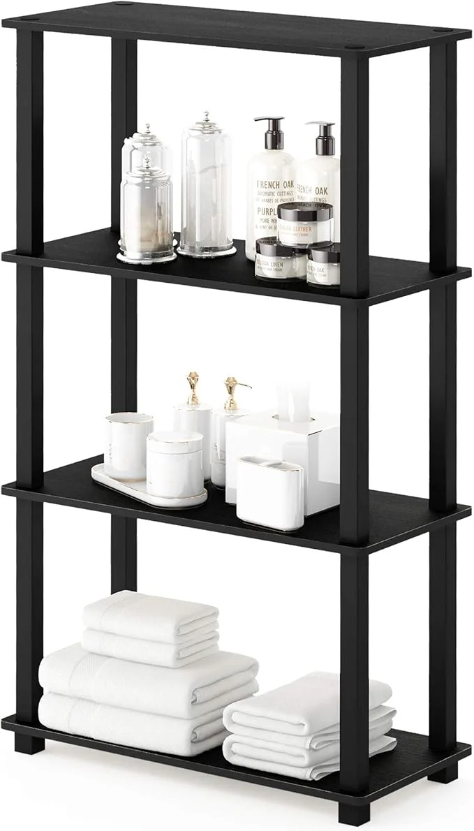 Secure Furinno Turn-N-Tube 4-Tier Multipurpose Shelf Display Rack Square Tube Americano BlackAbout ThisOverview Casual
