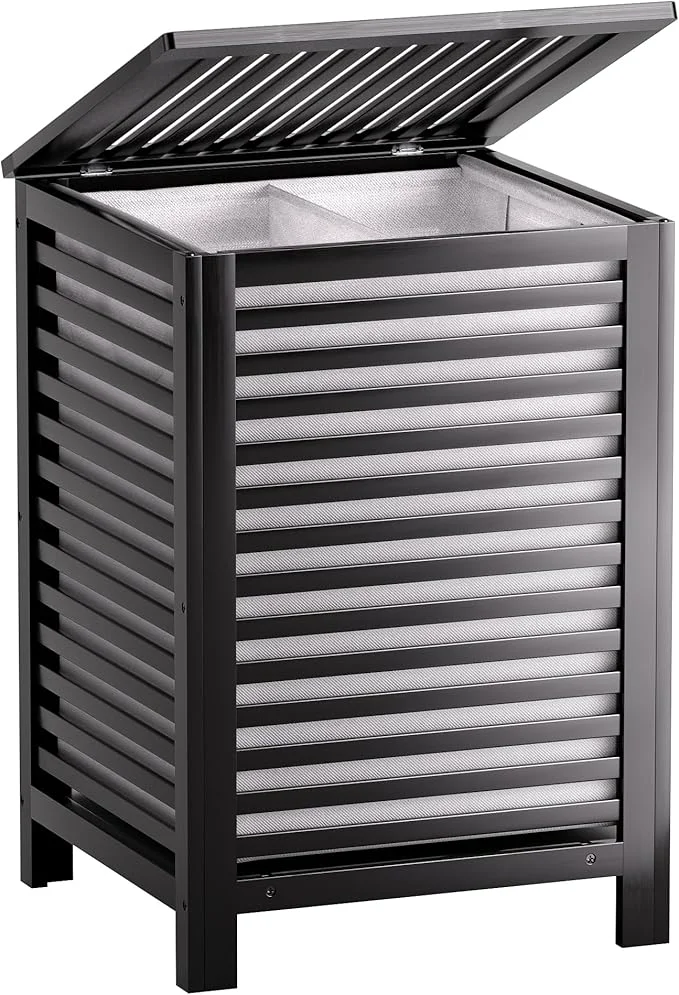Green SMIBUY Double Laundry Hamper with Lid 120L Bamboo Laundry Basket with Removable Liner Bag 2-Section Clothes Divider Laundry Sorter for Laundry Room Bathroom Bedroom Black About ThisOverview Outstanding
