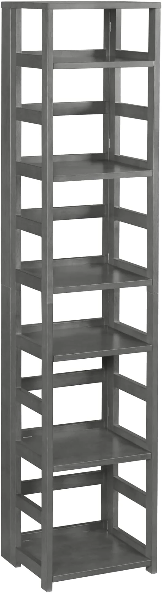 Smart Niche Flip Flop 67 Inch Folding 6-Shelf Square Bookcase No Tools Assembly Sturdy Solid Wood Easy Setup Space-Saving Bookshelf for Home Office Dorm Living Room Bedroom Grey FinishAbout ThisOverview World-Class