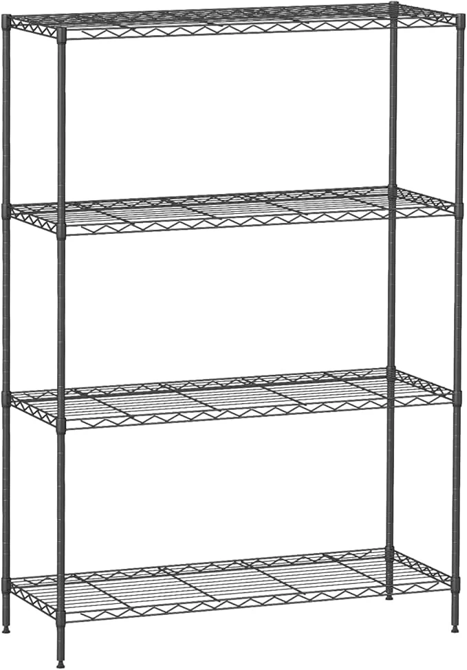Expertly Made 4-Tier Storage Shelves 35.4 L x 13.3 W x 53.7 H Metal Garage Shelves Standing Storage Shelf Adjustable Layer Racks with Steel Frame Suitable for Kitchen Garage or Commercial Use Black About ThisOverview Environmentally Friendly