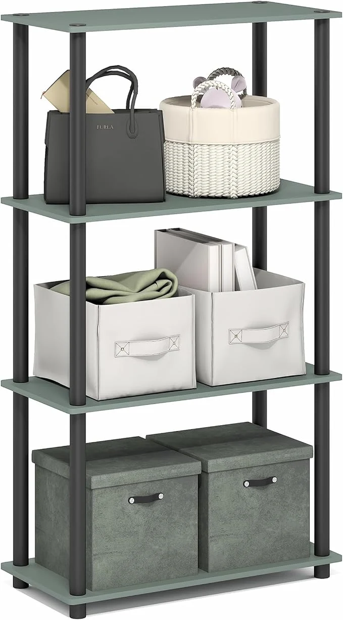 Optimized Furinno Turn-N-Tube Storage Shelves 4-Tier Toolless Book Shelf Corner Shelf Toolless Open Shelves for Organization and Storage Living Room Garage Home Office Sage GreenAbout ThisOverview Elegant