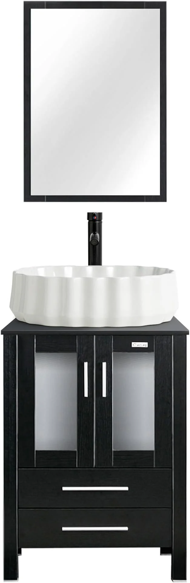Dependable eclife 24 Modern Bathroom Vanity Sink Combo standing Cabinet with Soft Closing Door White Shell Ceramic Vessel Sink Water Save Faucet Drain Black T54 About ThisOverview Fast