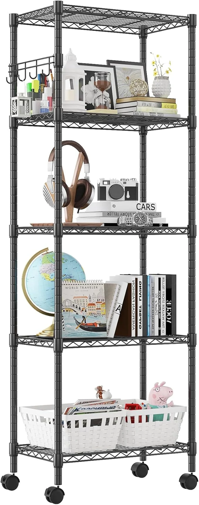 Reliable Homdox 5 Tier Wire Shelving Unit on Wheels Adjustable Storage Racks and Shelving Heavy Duty Rolling Metal Shelves with Side Hooks for Laundry Bathroom Kitchen Garage Pantry Organization BlackAbout ThisOverview Advanced