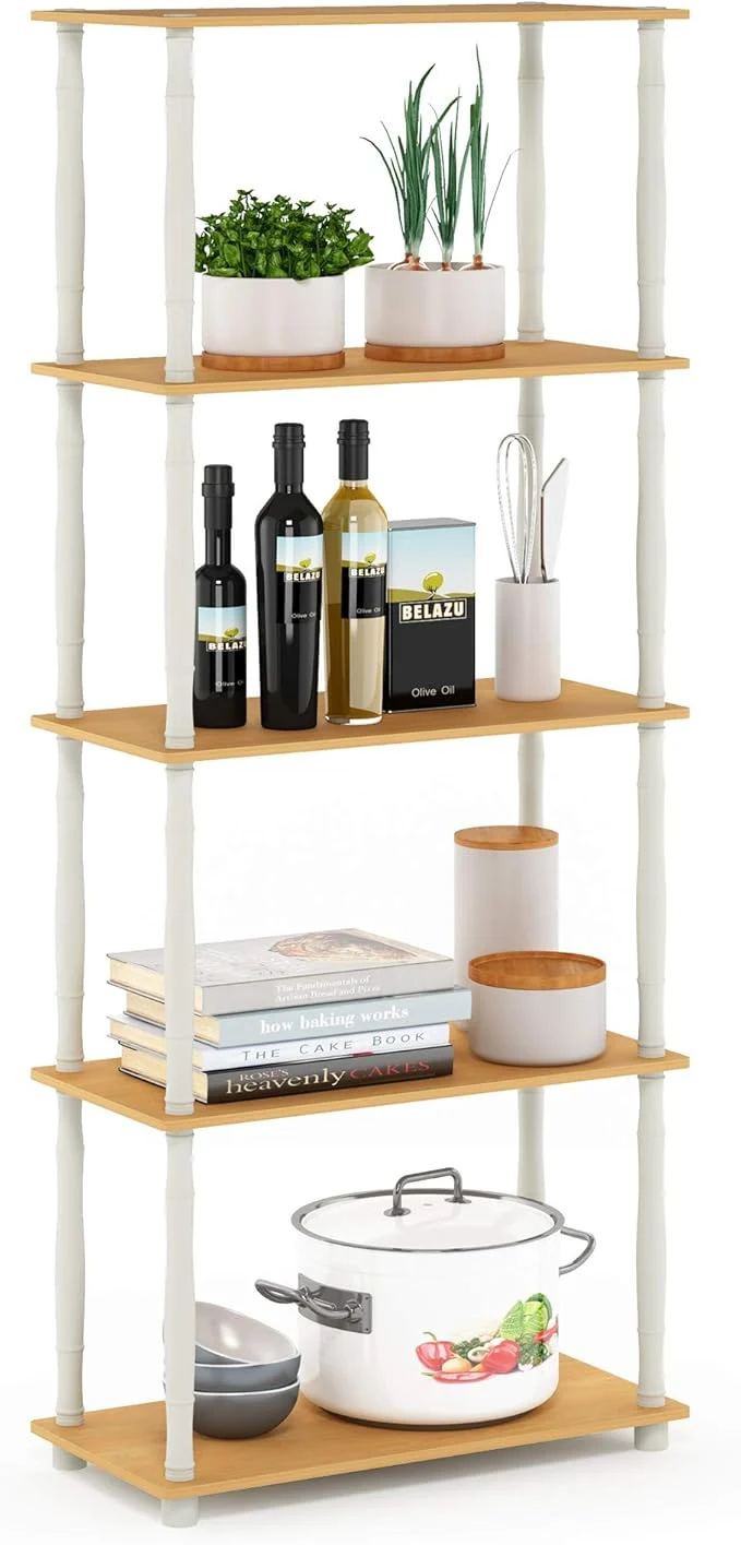 Reusable Furinno Turn-N-Tube 5-Tier Multipurpose Shelf Display Rack Storage Shelf Bookshelf Classic Tubes Beech WhiteAbout ThisOverview High-Quality