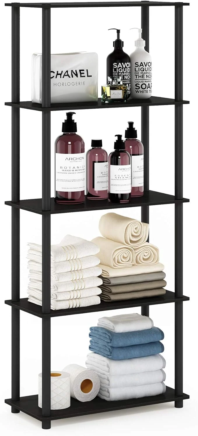 Fast Furinno TURN-N-TUBE Storage Shelves 5-Tier Book Shelf Corner Shelf Toolless Open Shelves for Organization and Storage Living Room Garage Home Office EspressoAbout ThisOverview Fashionable