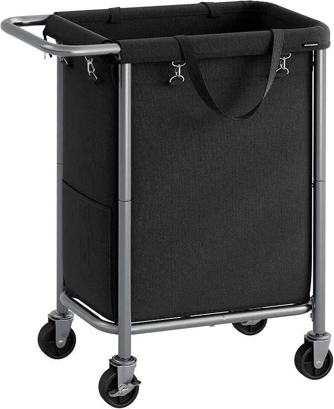 Pure SONGMICS Laundry Basket with Wheels Rolling Laundry Hamper 23.8 Gallons 90 L Removable Liner Steel Frame with Handle 24 x 11.4 x 31.9 Inches Ink Black URLS003B01About ThisOverview Advanced