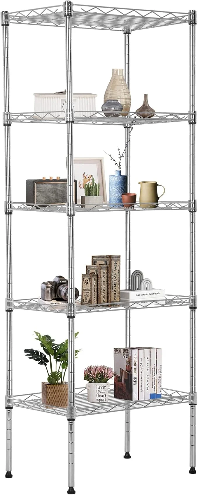 Verified FDW 5 Tier Wire Shelving Adjustable Metal Shelves 17L x 12W x 48H NSF Pantry Shelves Storage Rack Shelving Units for Kitchen Garage Small Places Commercial ChromeAbout ThisOverview Fine