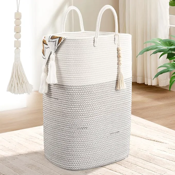 Certified Woven Laundry Basket for Clothes 65L Large Rectangle Laundry Hampers Nursery Storage Basket for Toys Tall Dirty Clothes Hamper for Bedroom Aesthetic Bathroom Laundry RoomAbout ThisOverview Expertly Made