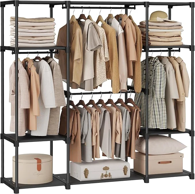 Practical SONGMICS Portable Closet standing Closet Organizer Clothes Rack with Shelves Hanging Rods Storage Organizer for Cloakroom Bedroom 59.5 x 16.9 x 65.4 Inches Black URYG036B02About ThisOverview Organic