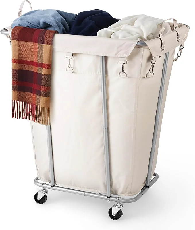 Green PLKOW Laundry Basket with Wheels 120L Heavy-Duty Laundry Cart with Removable Waterproof Bag Metal Frame Clothes Basket with Lockable Casters for Home Laundry Room Hotel BeigeAbout ThisOverview Casual
