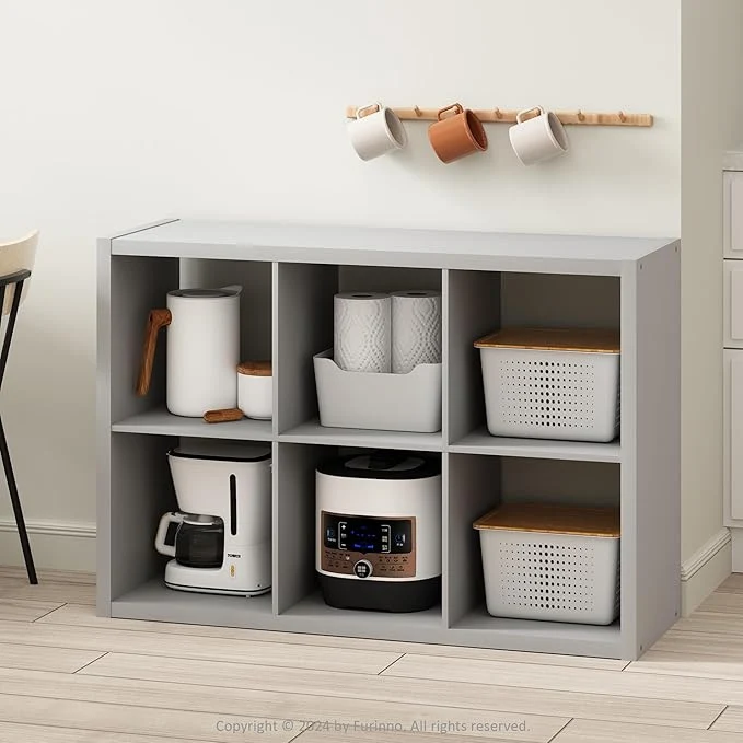 Proven Kitchen Island 6-Cube Coffee Bar Kitchen Storage Bakers Rack for Pantry Organizers and Storage Kitchen Organization Light Grey Your Kitchen Into an Organized Haven Expertly Made