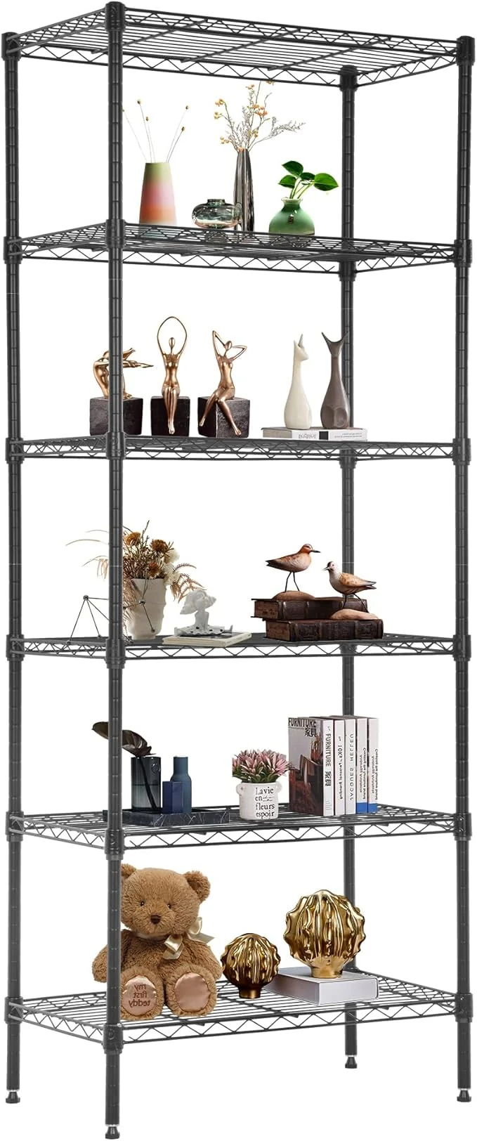 Outstanding FDW 6 Tier Wire Shelving Units Adjustable Metal Storage Rack 23L x 13W x 59H NSF Pantry Shelves Kitchen Organization Shelf for Kitchen Garage Small Places Commercial BlackAbout ThisOverview Functional