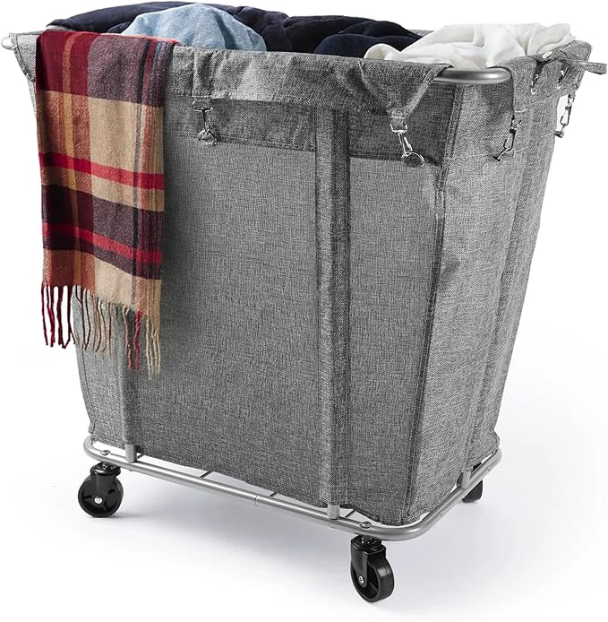 Long-Lasting PLKOW Laundry Cart with Wheels 320L Large Rolling Laundry Cart for Commercial Home Rolling Laundry Basket with Steel Frame and Waterproof Lining 9 Bushel 32.3L x 19.7W x 30.7H Inch GreyAbout ThisOverview Premium Material