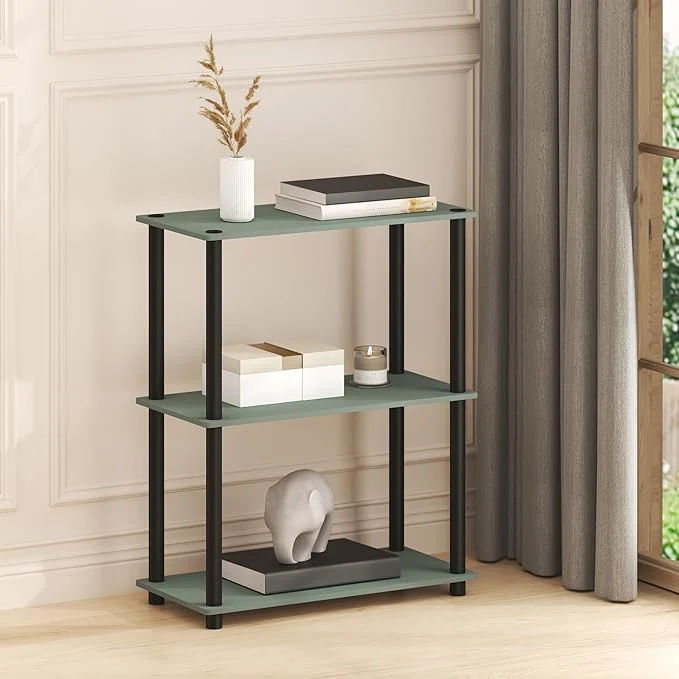 First-Class Furinno Turn-N-Tube Storage Shelves 3-Tier Book Shelf Corner Shelf Toolless Open Shelves for Organization and Storage Living Room Garage Home Office Sage GreenAbout ThisOverview Easy-to-Use